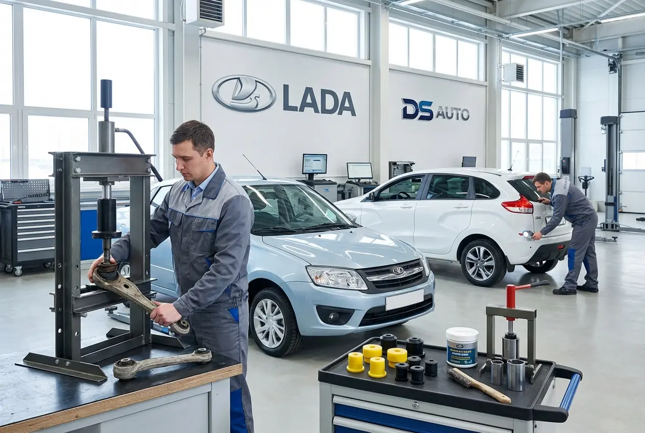 Замена сайлентблоков передних рычагов LADA в автосервисе «DS Auto» в Жуковском
